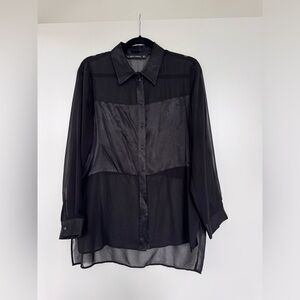 Zara Sheer blouse with satin panel - L